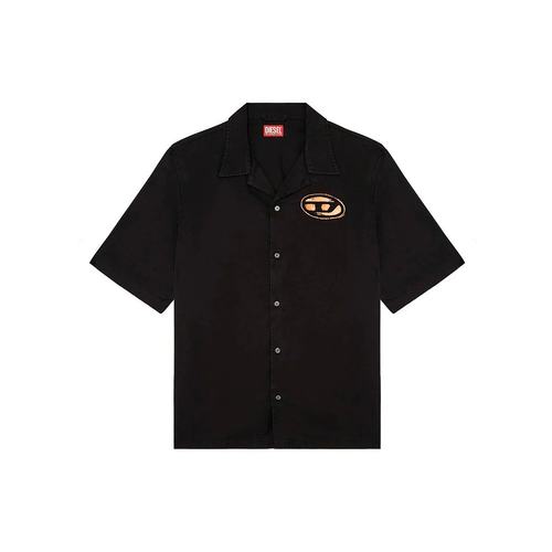 DIESEL 男士衬衫 A141780DBCL9XX AW2024 黑色 短袖衬衫