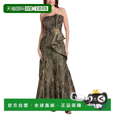 自营Rene Ruiz Strapless Metallic Jacquard Gown - yellow 美国