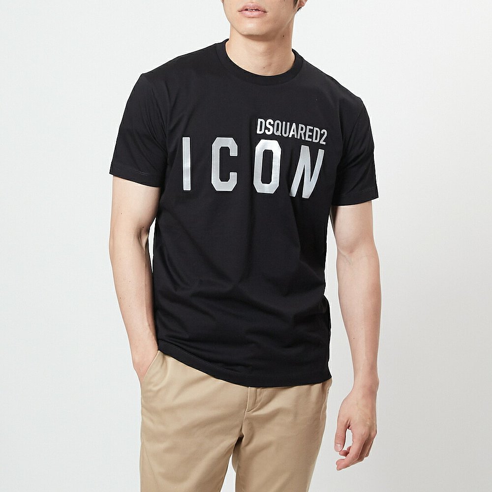日本直邮DSQUARED2 男式T恤ICON S79GC0068 S23009970黑+银