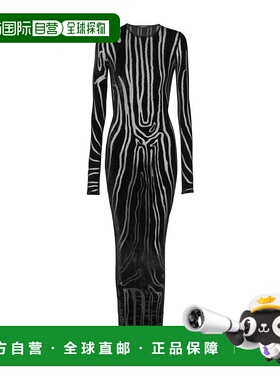 香港直邮BALMAIN 女士连衣裙 FF0RR995JL140PA AW2025 黑色 斑马