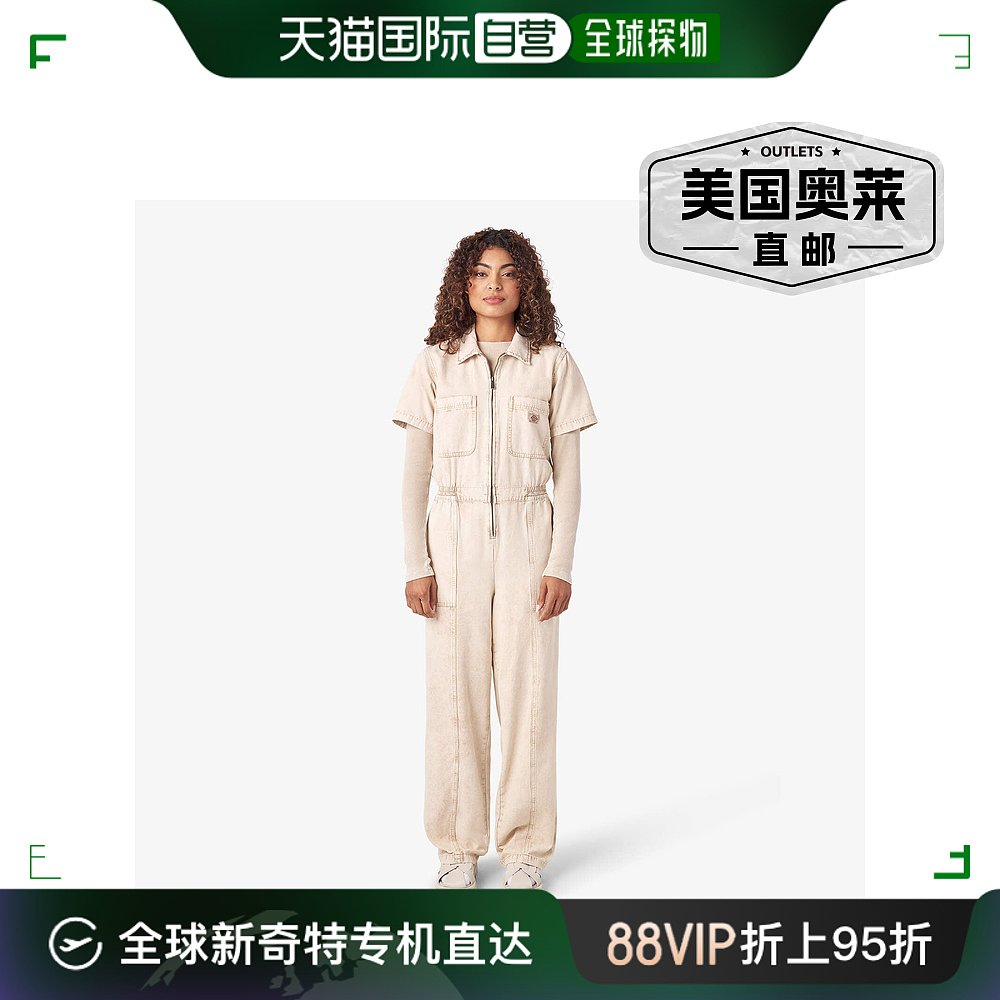 Dickies 女式纽因顿鸭帆布连身裤 - 砂岩套染酸洗 (awa) 【美国奥 女装/女士精品 毛衣 原图主图