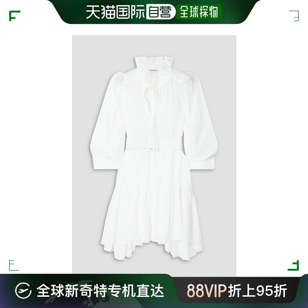 香港直邮潮奢 EVARAE女士 Marais TENCEL™束带荷叶边迷你连衣裙