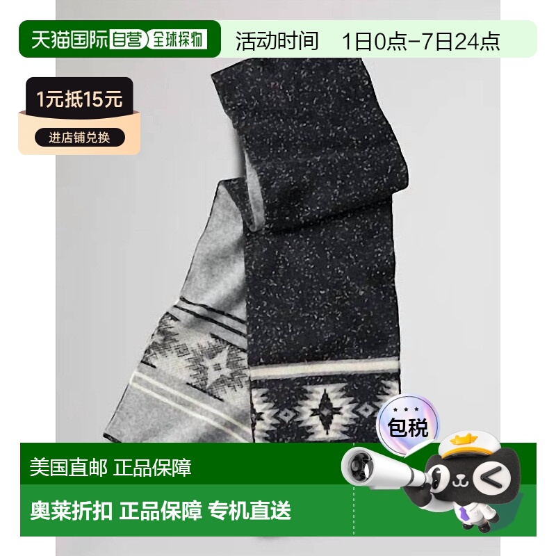 自营 pendleton女式Lambswool围巾黑色/灰色-黑色/灰色 美国奥莱