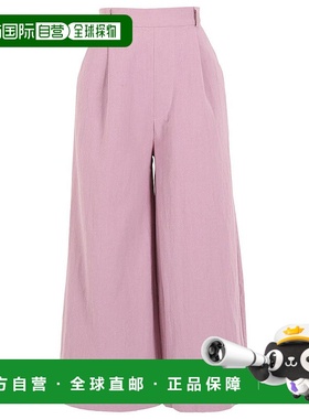 日本直邮KOBE LETTUCE 腰部带橡筋亚麻质感阔腿长裤[M4664] 长裤