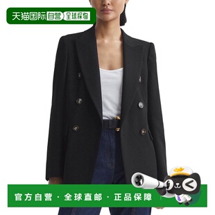 自营Reiss Lana Double-Breasted Twill Wool-Blend Jacket - bla
