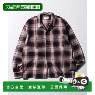 1h可退 日本直邮GLOSTER 男士 立体感瓦夫格纹长袖衬衫