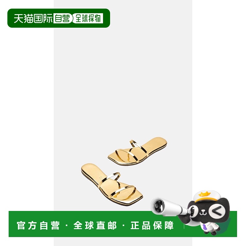 自营 tkees金黄色女式Gemma方形鞋头镜面凉鞋 美国奥莱直发运动