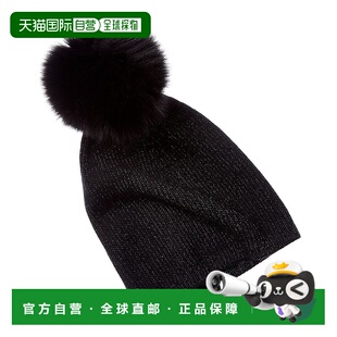 自营sofiacashmere Lurex罗纹羊绒帽-黑色 美国奥莱直发帽子