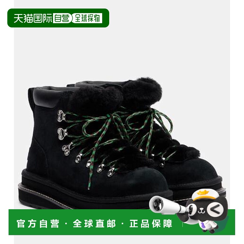 香港直邮Sacai 女士 x UGG 绒面革毛羊皮登山靴 black黑色 舒适时