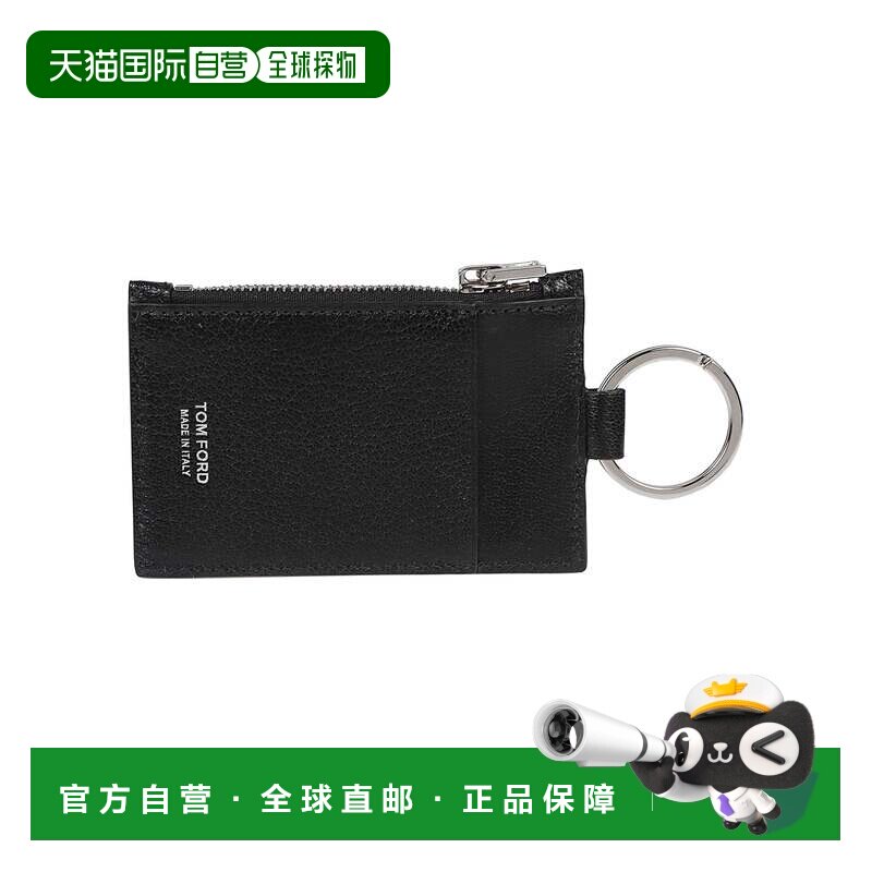 自营tom fordLogo印花山羊皮钱包-黑色 美国奥莱直发卡包