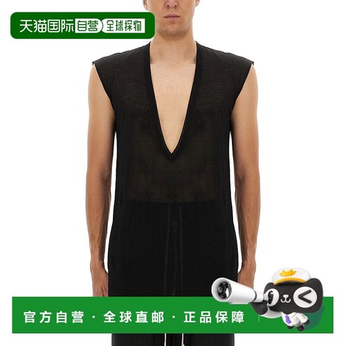 香港直邮RICK OWENS 男士T恤 RU02E1157UC09 AW2025 黑色 T-SHIRT