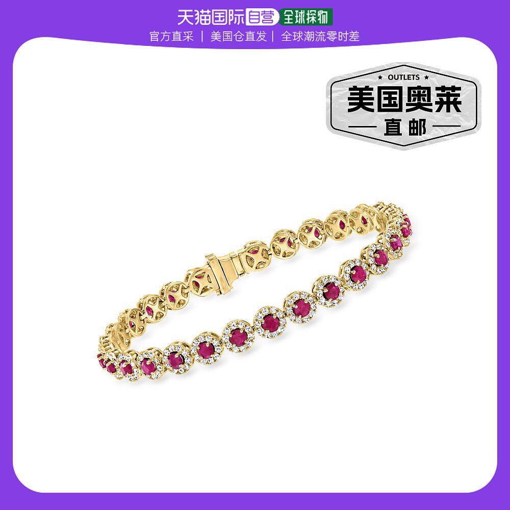 ross-simons ruby and diamond tennis bracelet in 14kt yellow