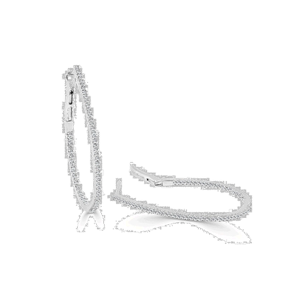 sabrina14k 金和钻石紧身圈形耳环 1.25 英寸 - 白色 【美国奥莱