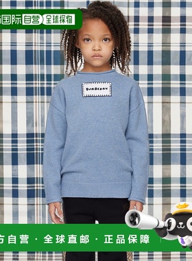 1h可退 香港直邮Burberry 巴宝莉 男童 蓝色 Logo Wool 儿童毛衣