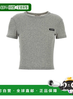 香港直邮Miu Miu 缪缪 女士 標誌貼片圓領T卹 MJN466S231133O上衣