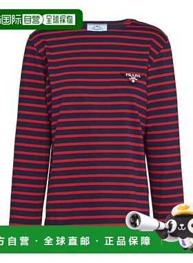 香港直邮PRADA 女士衬衫 346291045S221F0E7D AW2022 黑色 长袖条