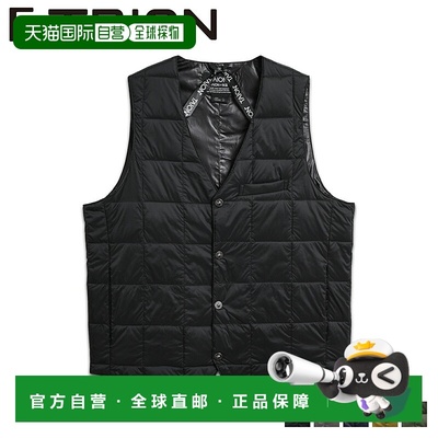 日本直邮TAION 内搭羽绒背心马甲外套男士 纽扣 纽扣羽绒背心黑海