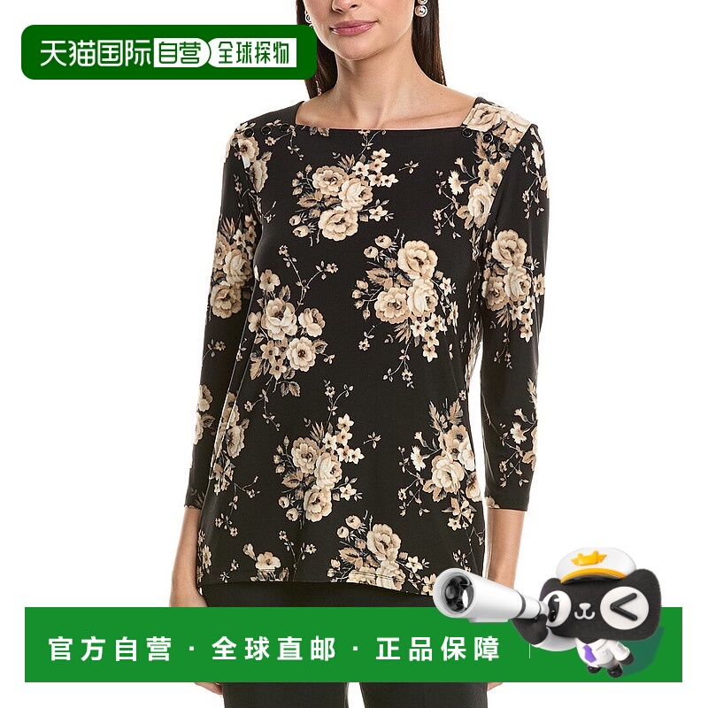 自营Jones New York 3/4-Sleeve Top - black 美国奥莱直发