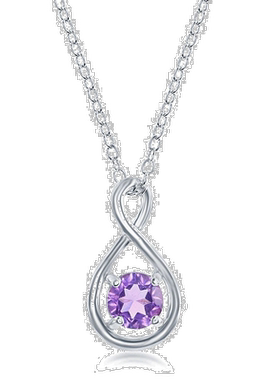 自营 simona纯银圆形无限设计项链 - 紫色 美国奥莱直发吊坠水晶