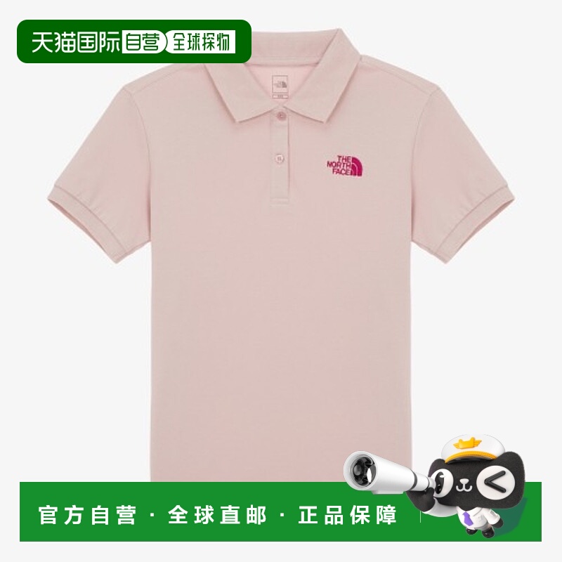 韩国直邮北面THE NORTH FACE 刺绣Logo徽标短袖Polo衫 女款 粉色