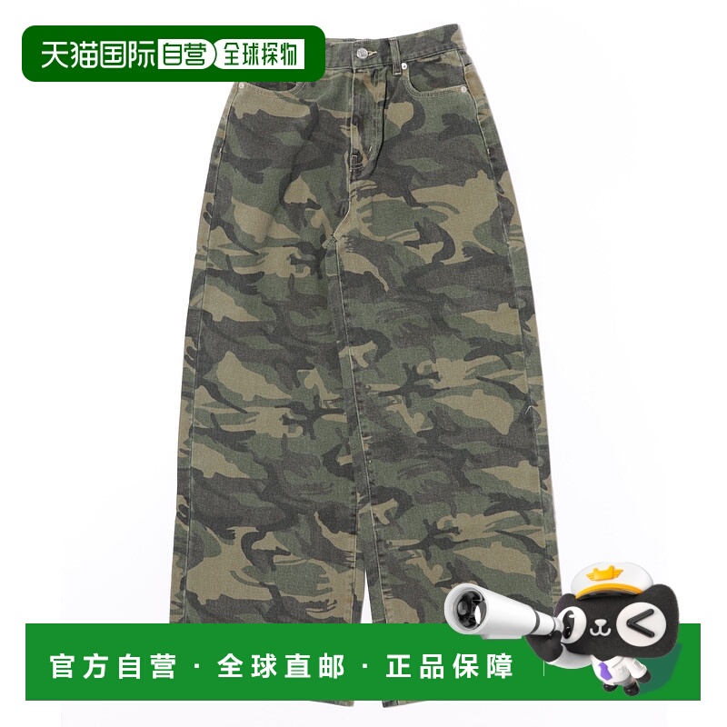 1h可退 日本直邮INGNI 女装 宽松印花阔腿牛仔裤 半拉链设计 1254