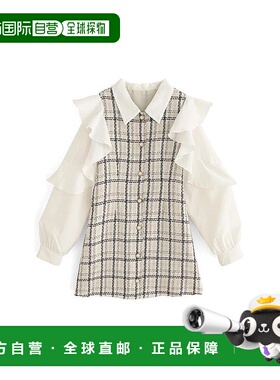 日本直邮日潮 GRL 呢料荷叶边袖迷你连衣裙 tg654