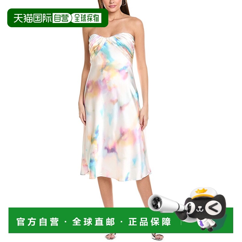 自营 ML Monique Lhuillier Annika 缎面中长连衣裙 - 白色 美国