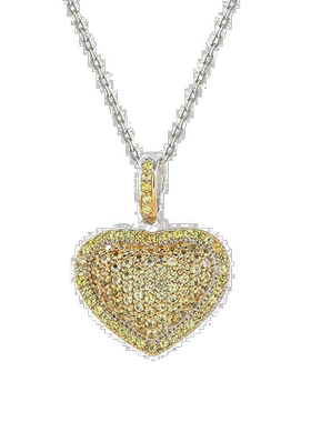 自营 Suzy Levian 黄色蓝宝石玫瑰纯银密钉心形吊坠 - 黄色 美国