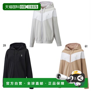 日本直邮GOSEN 女士拉绒衬里弹力拉链大衣连帽衫上衣灰色米色灰色