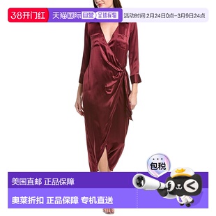 自营l'agenceL’AGENCE Kadi Long Silk Wrap Dress - burgundy