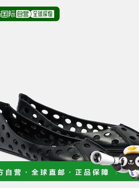 1h可退 香港直邮Alaia 女士 Perfo 皮质芭蕾舞鞋 black黑色 舒适