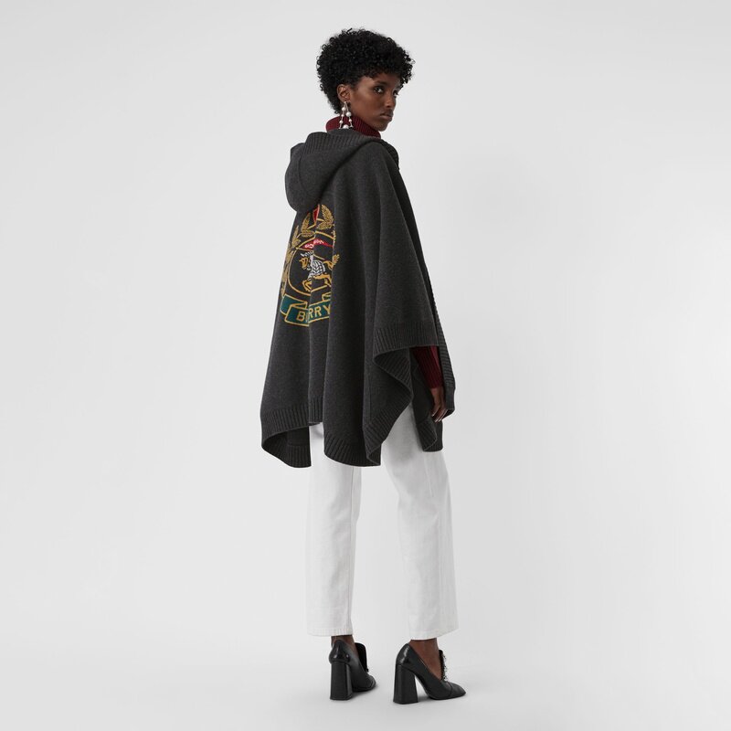 BURBERRY 女士西服 80072141 SS2020 黑色 徽章提花连帽斗篷