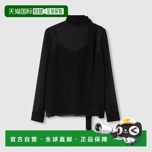 真丝乔其纱上衣 欧洲直邮Gucci古驰女士黑色