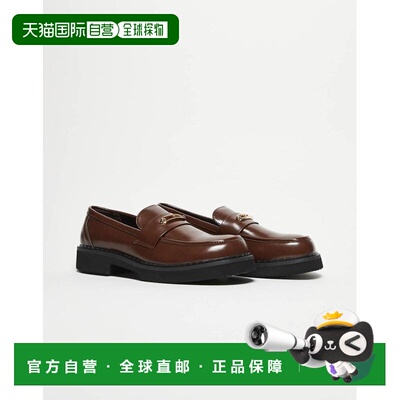 1h可退 香港直邮ASOS 男士 snaffle 设计棕色金色乐福鞋一脚蹬