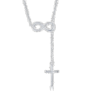 自营 simona925 纯银 Center Infinity 带吊链和十字项链 - 玫瑰