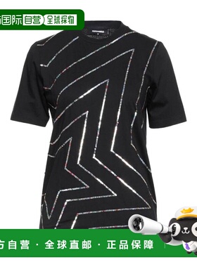 1h可退 香港直邮Dsquared2 二次方 女士 T恤 black黑色 舒适时尚