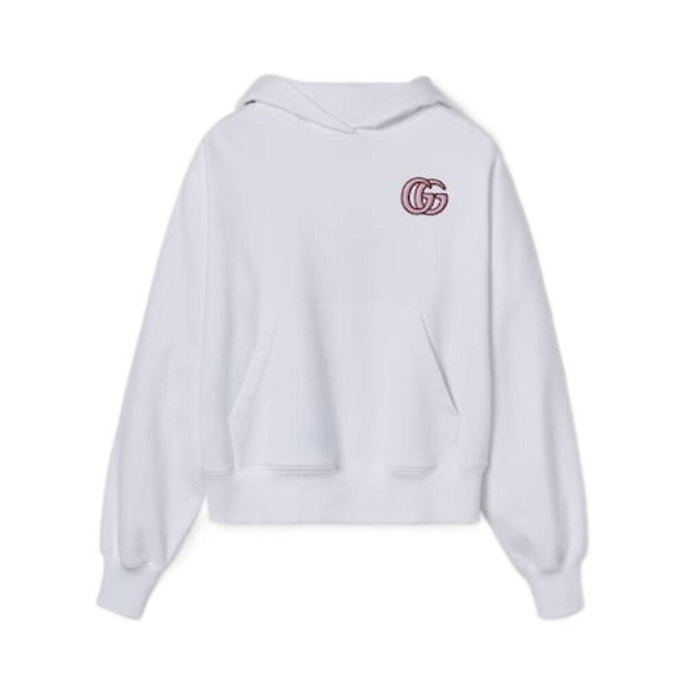 GUCCI 女士针织毛衣 787274XJG469692 SS2025 白色 刺绣连帽卫衣