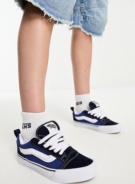 潮奢 Vans 范斯 男士 Knu Skool 粗跟白色运动鞋(海军蓝)