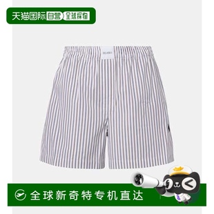 香港直邮The 女士 1h可退 Attico 舒适时 条纹棉质短裤 white白色