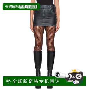 女士 香港直郵潮奢 藍(lán)色情人 黑色束帶皮革短裙 Blumarine A322L0