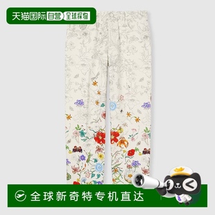 多色棉花卉印花牛仔褲 歐洲直郵Gucci 古馳 女士白色