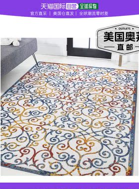 jonathan y Atrani Scroll Trellis 室内/室外区域地毯 - 奶油色/