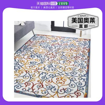 jonathan y Atrani Scroll Trellis 室内/室外区域地毯 - 奶油色/