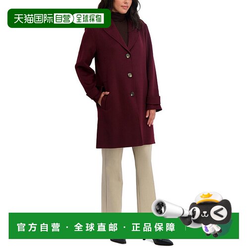 自营Tahari Mari Long Wool-Blend Coat - multi 美国奥莱直发