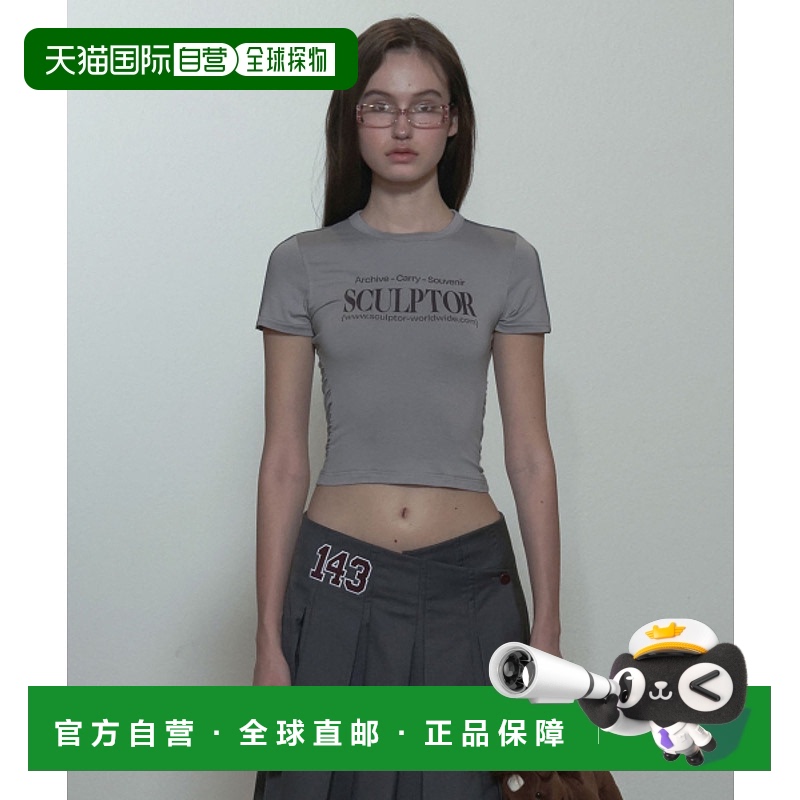 韩国直邮SCULPTOR美式复古街头辣妹潮牌新款T恤SC24S271GY