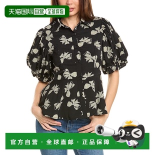 Puff black Sleeve Blouse 美国奥莱直发 Peplum 自营Gracia