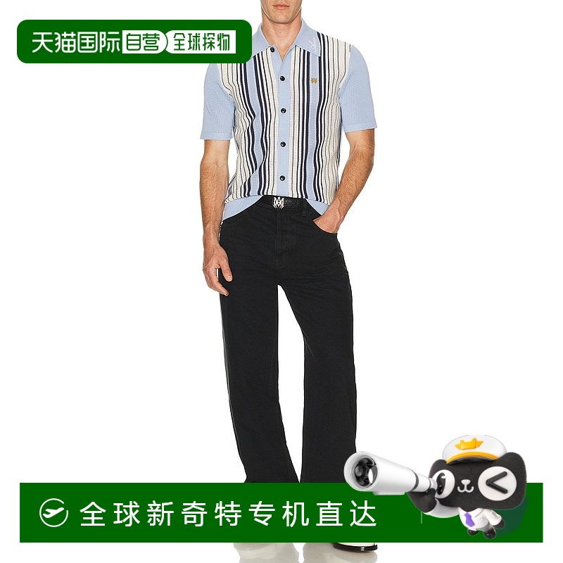 1h可退 香港直邮AMIRI 男士 Script 条纹衬衫 AMKNIR1026