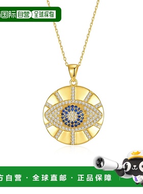 自营 genevive14k 镀金与蓝色、黄色和白色类钻方晶锆石邪恶之眼