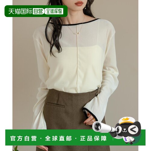 日本直邮hinari 女装 配色透感丝绒长袖上衣 HN00【付后1h可退】