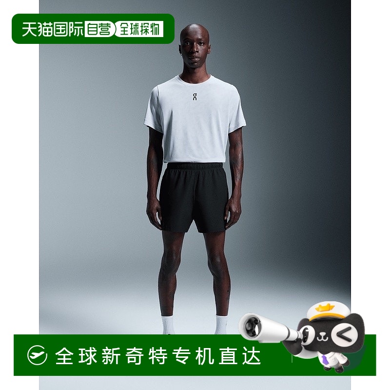 欧洲直邮On昂跑 男士黑色再生聚酯纤维拉链口袋越野短裤